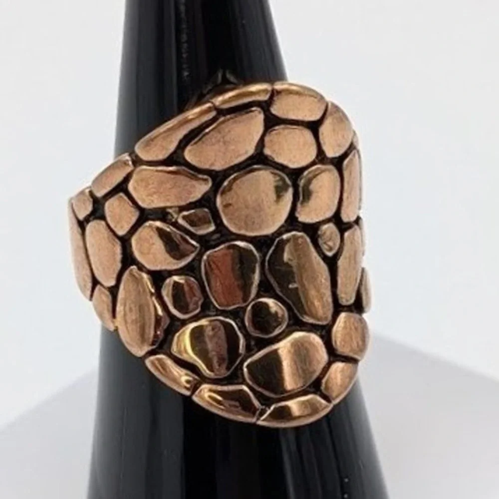 RS Covenant RSC Ring Size 7 Bronze Tone‎ Pebble Statement Chunky Brutalist